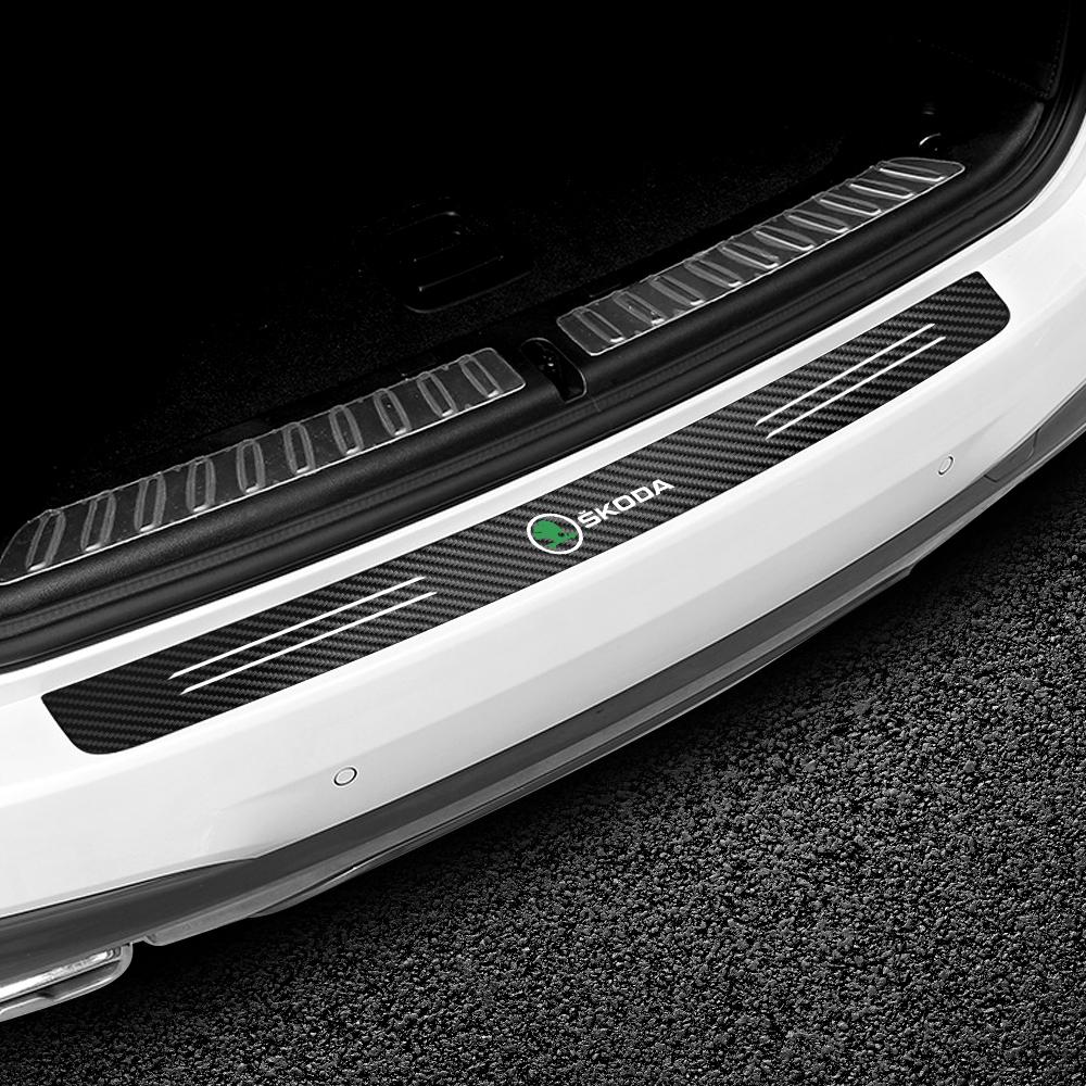 Carbon Anti Scratch Threshold Bumper For Skoda S Octavia Fabia Scala VII Car Rear Trunk Protector Strip Sticker Car Accessories djsg55