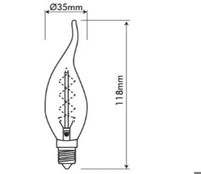Ampoule décoart incandescente vintage bougie C35T 40W E14 2350K