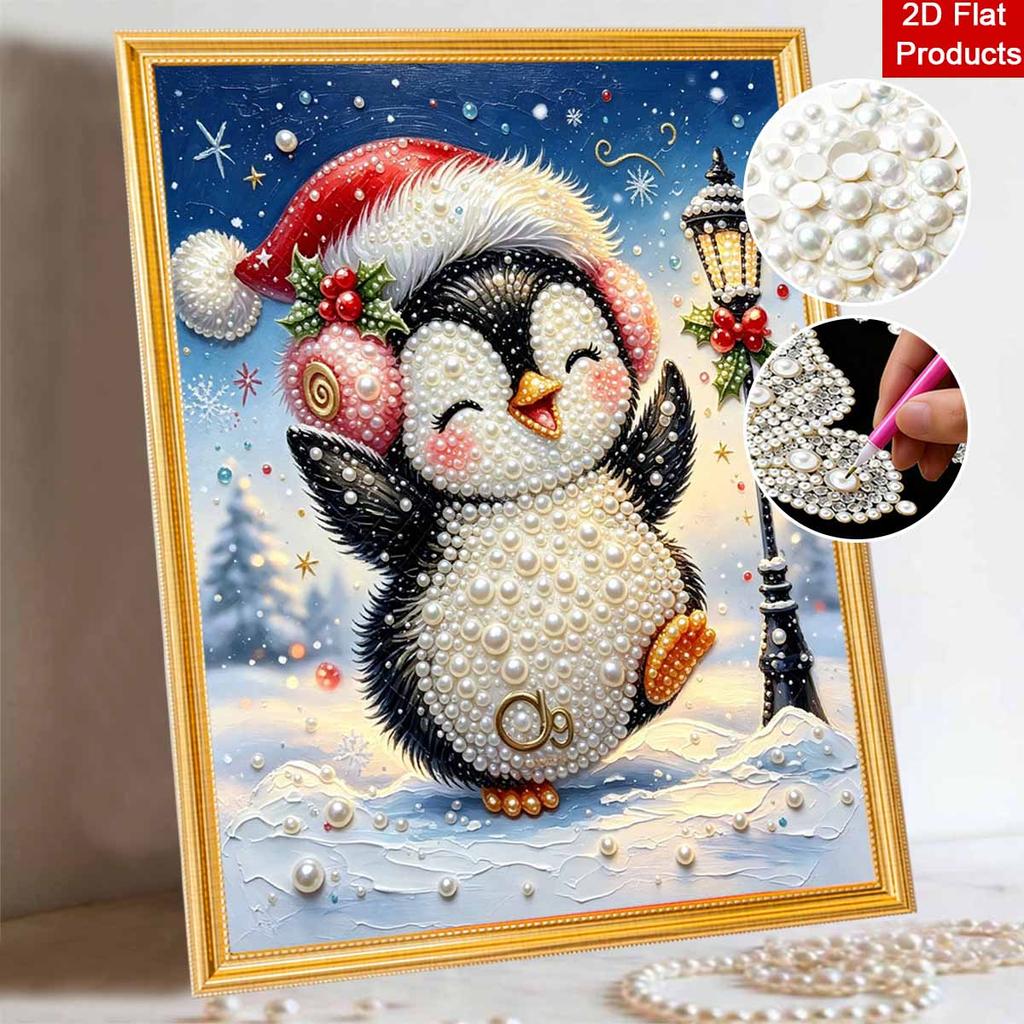 Pearl Painting 5D DIY Christmas Penguin Decorative Painting. Cute Birthday Gift. Handmade Art Painting