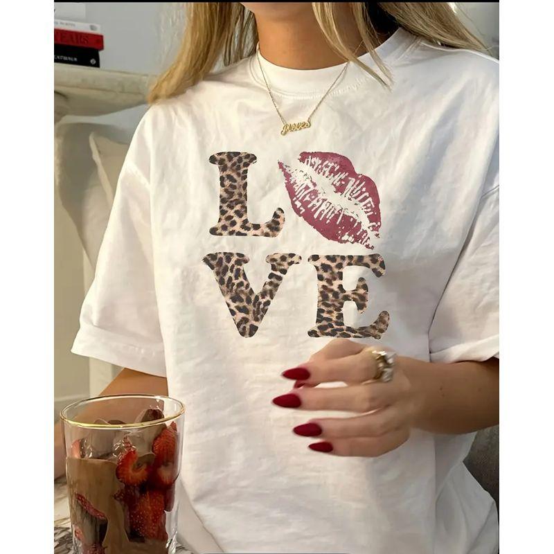 Western Style New Fashion Casual Loose Print Short sleeve Cotton T-shirt Top Loose Printed T-shirt