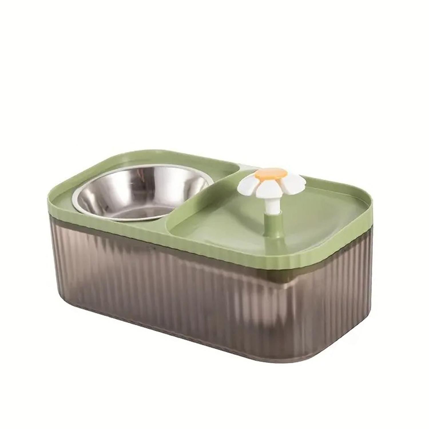 

Электрический подъемник для питьевой воды с миской для еды из нержавеющей стали, супер тихие автоматические принадлежности для кормления и поения кошек и 3L зелёный