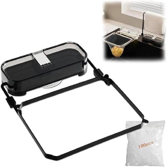 Mesh Mate Waste Rack, MeshMate Waste Rack, Multi-Purpose Mesh Mate Waste Rack, Meshmate Waste Rack Sink, Rotatable Kitchen Sink Strainer with 100Pcs