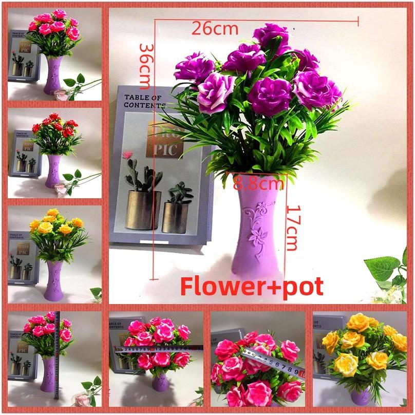 Eleven Simulate Large Roses Fake Flowers Potted Plants Decoration Indoor