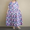 Short Sleeve Plus Size Vintage Floral New In Dresses for Women Casual Loose Long Summer Dress