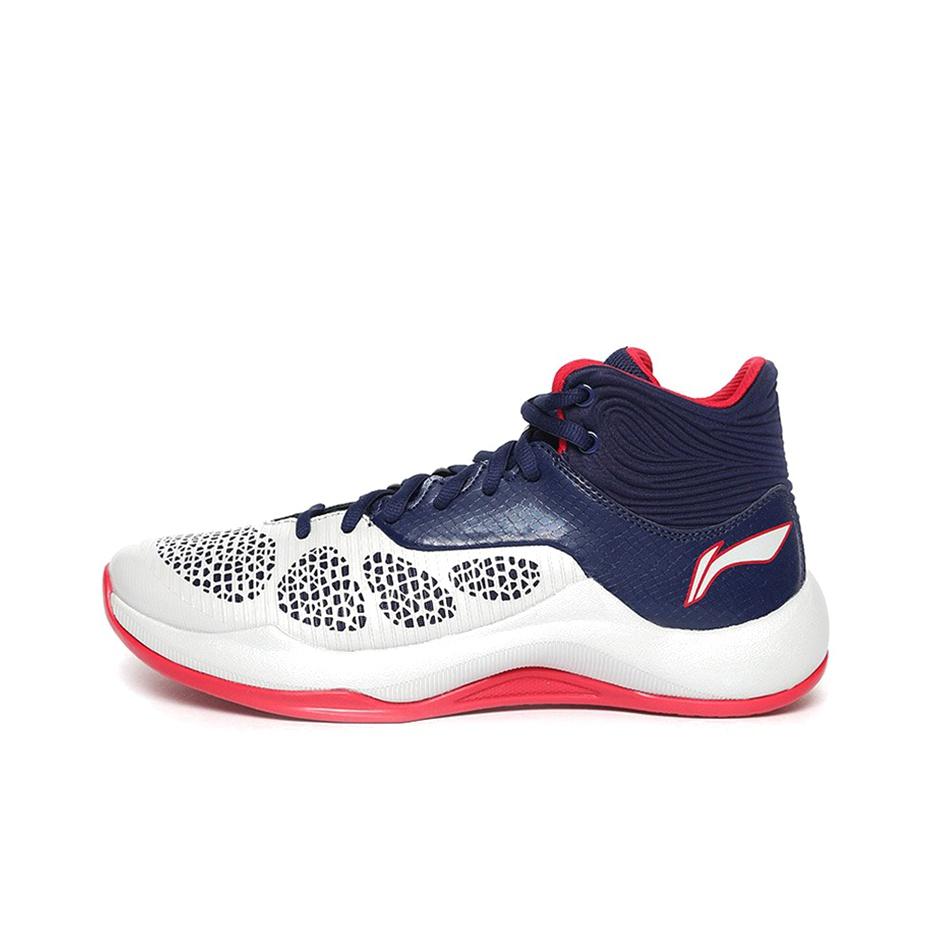 Li Ning Sonic 5 PU Fabric Synthetic Leather Basketball Shoes Men Sneakers Blue White ABPM005-4