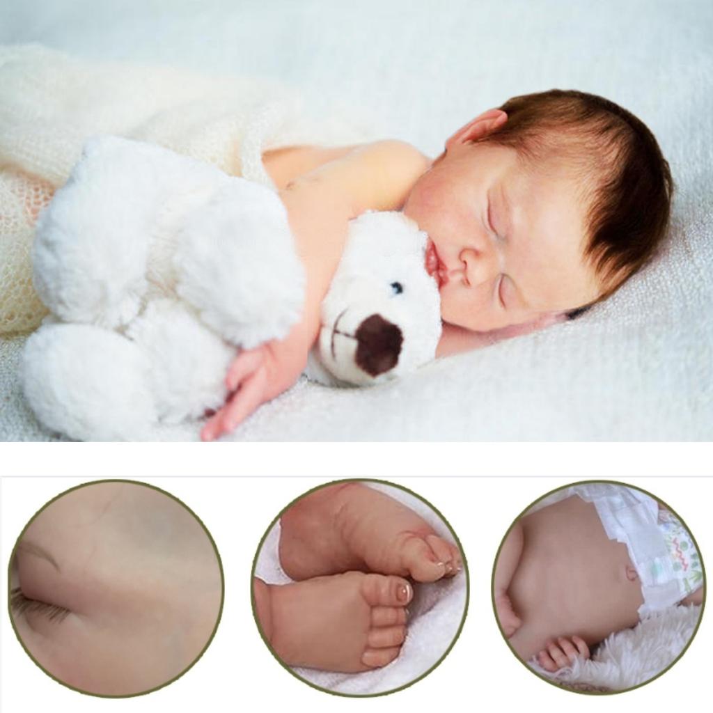 49cm Lifelike Reborn Baby Dolls LouLou Full Body Silicone Waterproof Anatomically Correct Soft Baby Girl Doll with Hand Rooted Hair Kid Christmas Gift