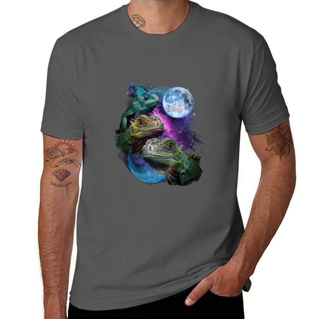 3 Moon Iguana Funny Reptile Lizard Animal Lovers Tshirt Comfortable Basic Crew Neck Tee Tshirt