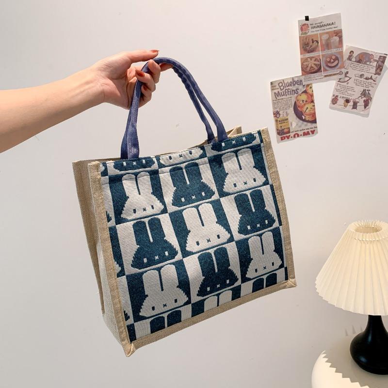 Women's Bag Simple Pure Linen Fashion Portable Magnetic Buckle Single Shoulder Bag Rabbit Bag