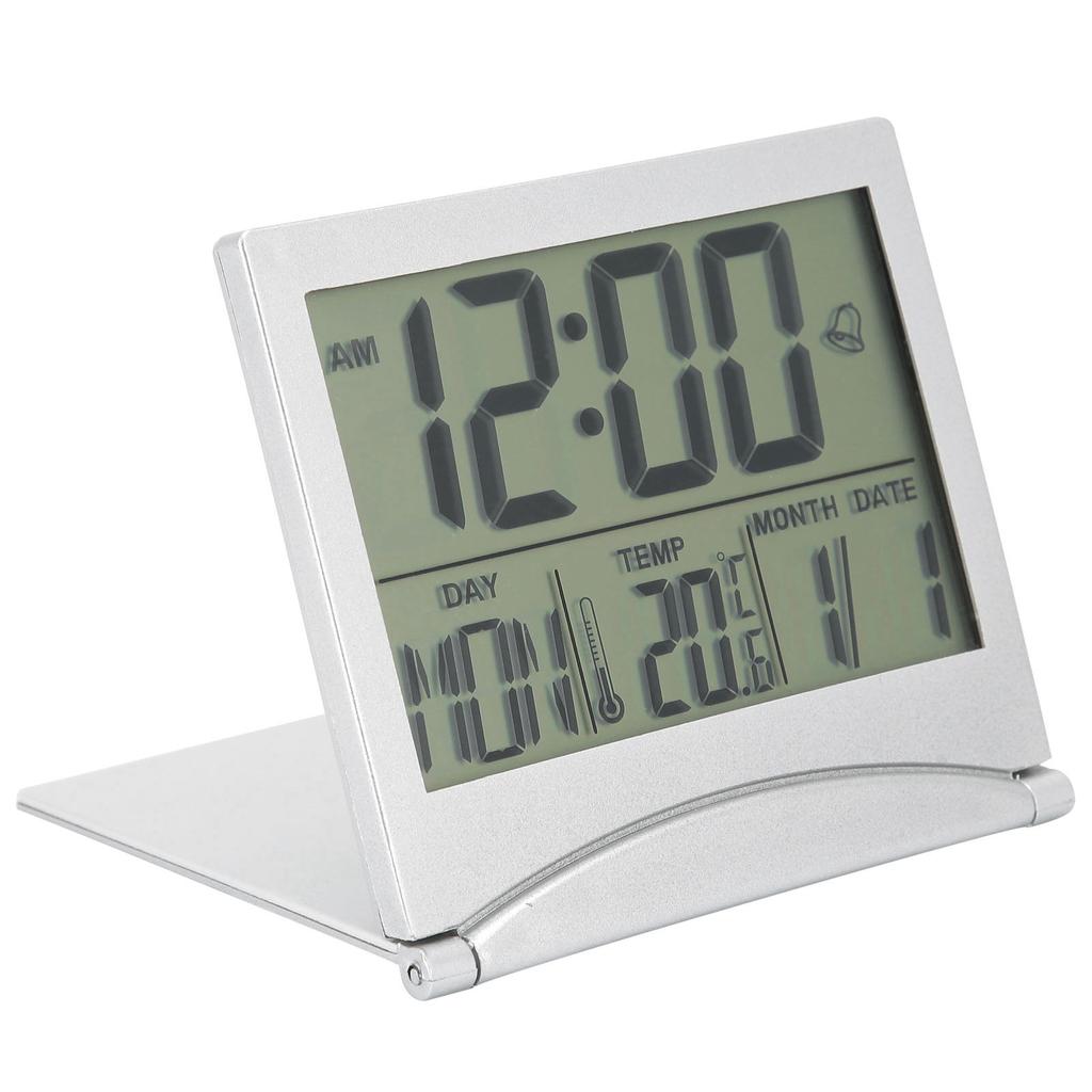 Electronic Compact Desk Alarm Clock Foldable Calendar Temperature Timer Clock for Travel