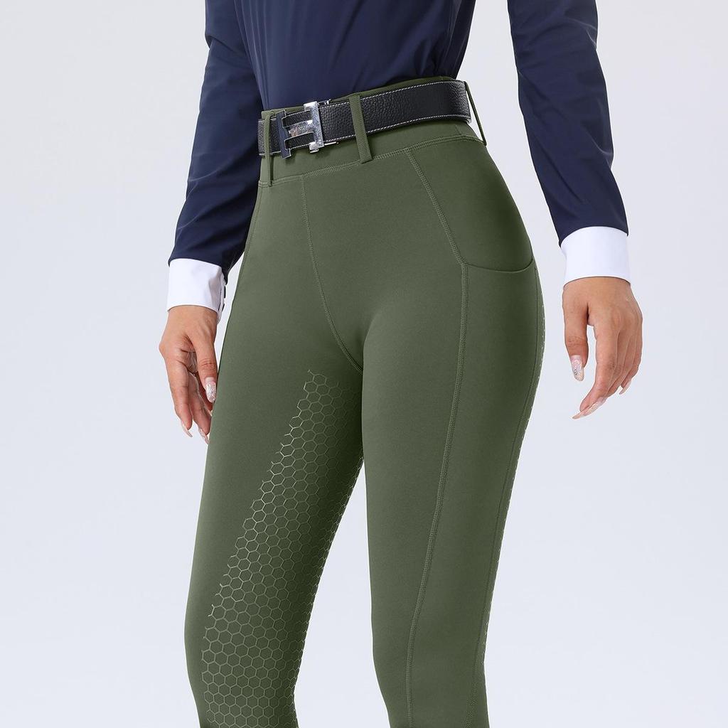 Women's High Waist Equestrian Riding Pants - Full Seat Silicone, Non-slip, Wear-resistant, Tight Fit with Pockets