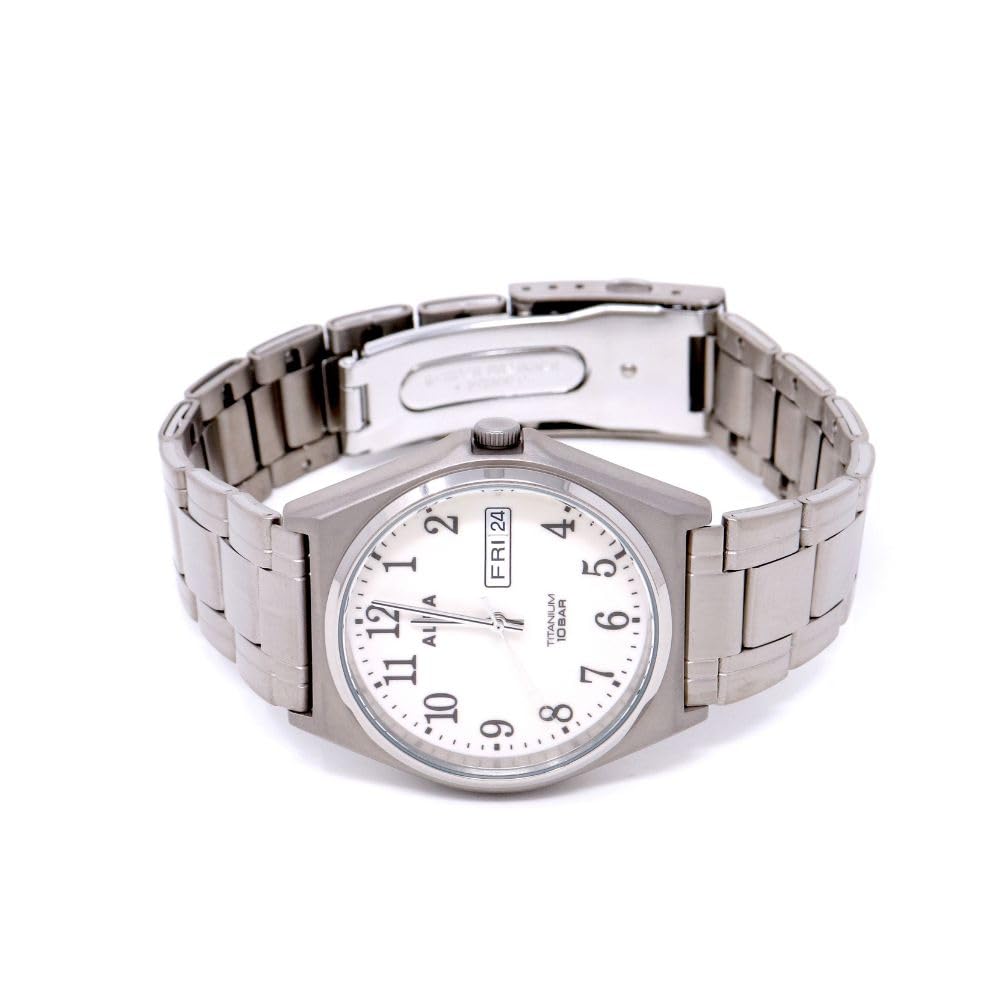 Seiko Alba Quartz Stainless Steel and Water Resistant for Daily Use Men's Watch, Titanium, (10 ATM), Analog, (Titanium (AEFJ409))