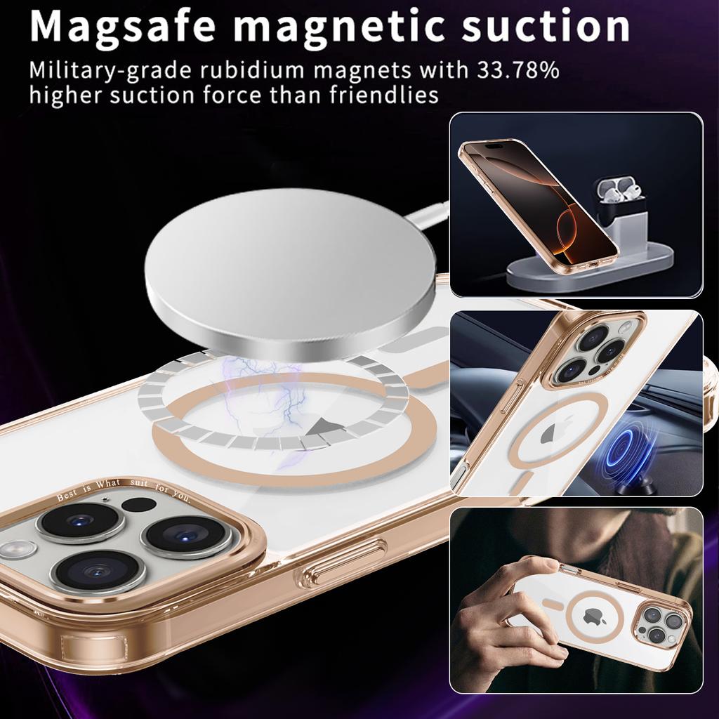 Luksusowe etui Desert Gold Clear Case do iPhone'a 16 15 14 13 12 Pro Max 16 Plus z akrylu, przezroczystego TPU, z magnetycznym etui Magsafe