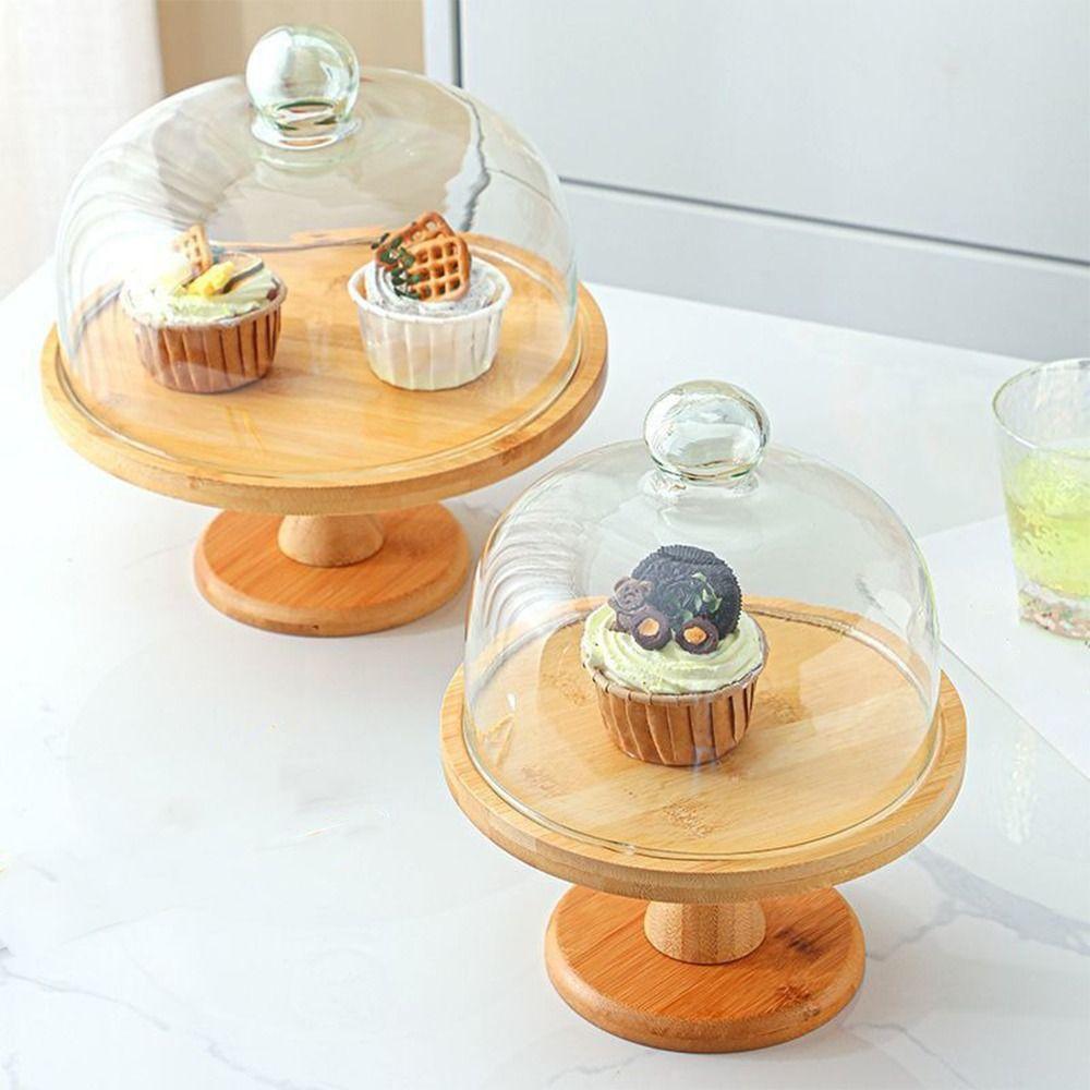 Vintage High Foot Cake Plate Transparent Dessert Stand Bread Stand Wooden Cake Stand  Dessert Table