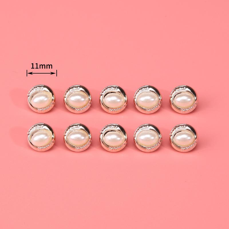 Pearl Button Versatile Round Shirt Button Top Cardigan Shirt Delicate Button Women'S Clothing Decoration