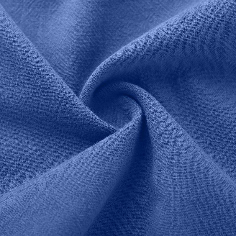 European & American Cotton Linen Casual Pants with Elastic Waist and Pockets, 7/8 Length, Pure Color.