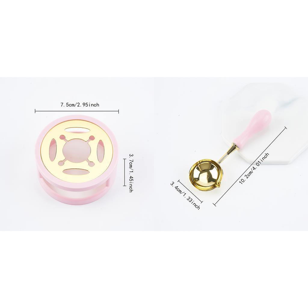 2PC/SET Wax Seal Stamp Kit With Sealing Wax Warmer, Wax Melting Spoon For Wedding Gift Envelopes