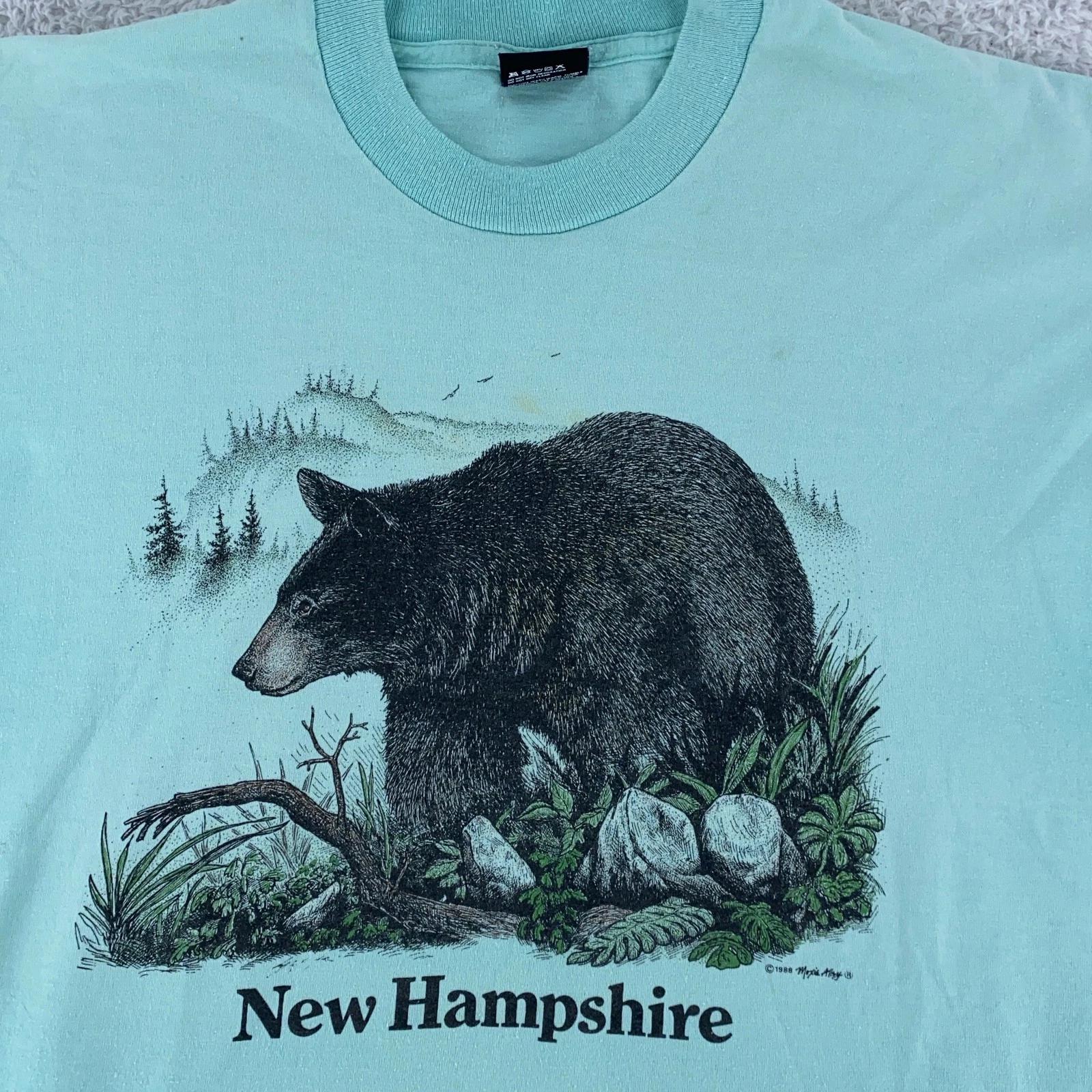 Vintage 80s New Hampshire Bear Shirt Mens L/XL Nature Wildlife Graphic 1988 USA M