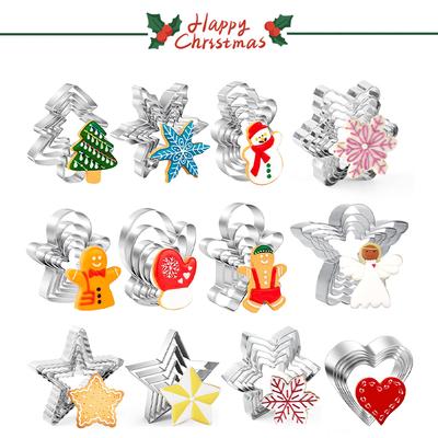 Stainless Steel Christmas Cookie Molds Snowflake Christmas Tree Gingerbread Man Cookie Molds DIY Baking Cookie Molds