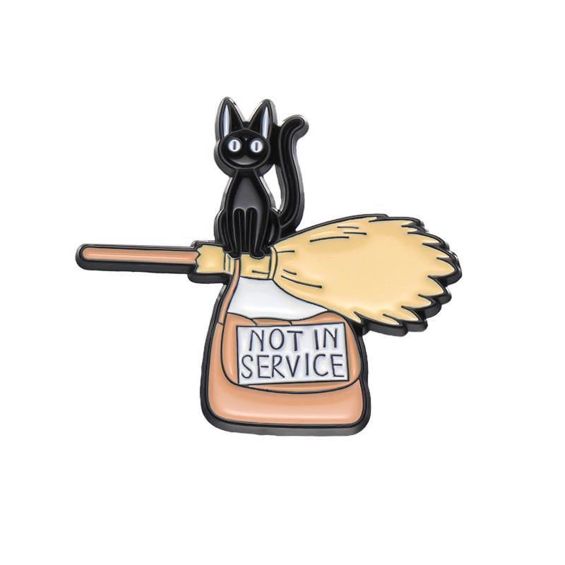 Adorable Cartoon Animal Creative Cat Brooch Cute Black Metal Badge For Outfits