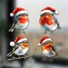 4pcs/1sheet Christmas Bird Window Glass Stickers Self-adhesive Vinyl Decal for Living Room Bedroom Kitchen Waterproof Home Decor
