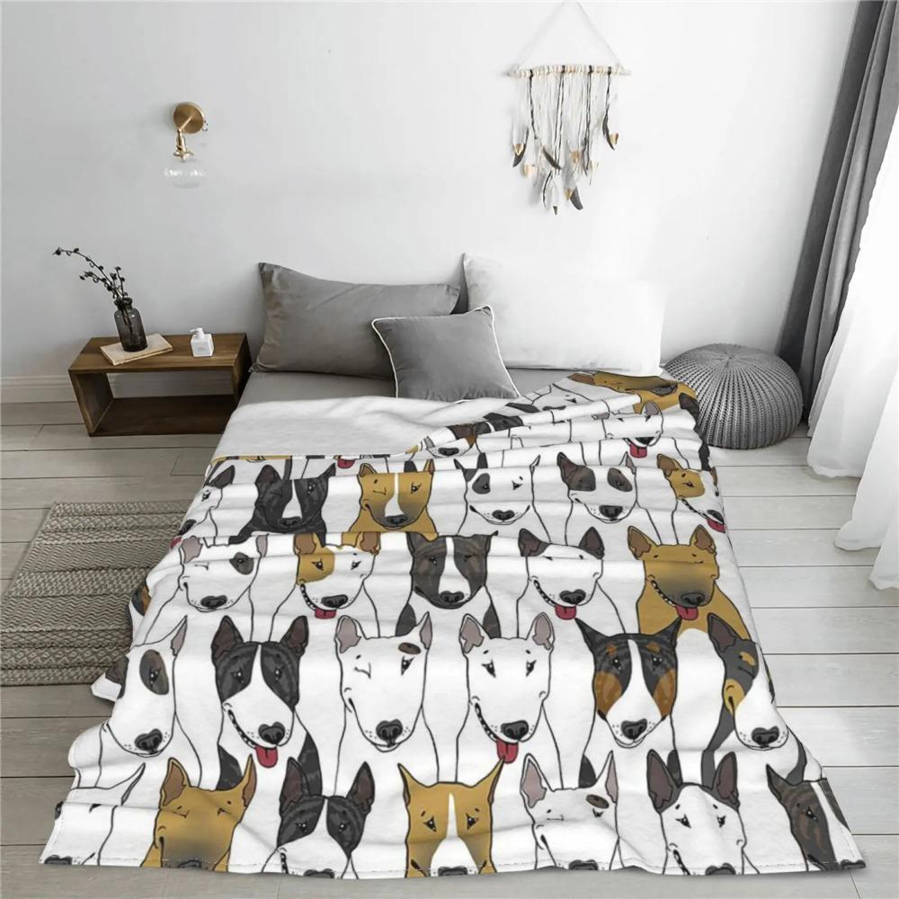 Soft Warm Flannel Fleece Throw Blanket for Bedroom Living Rooms Sofa Couch Funny Bull Terrie Print Large Size Bed Blankets