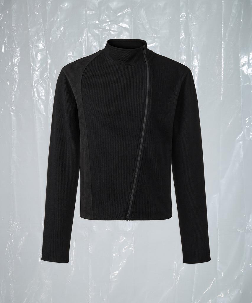AREUBAN Mix Panel Zip-Up Jersey_Jet Black