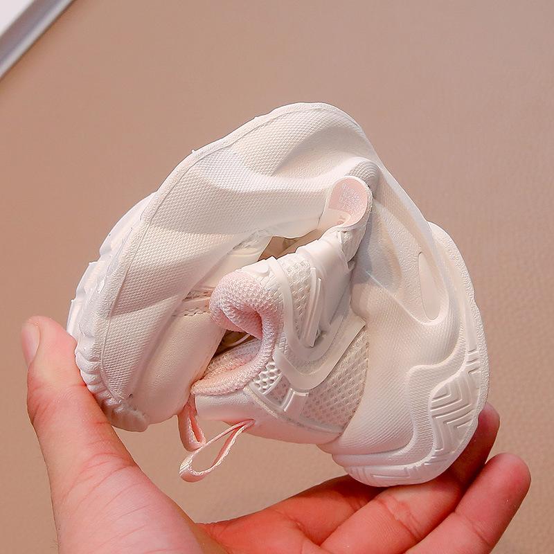 Girls' Sports Shoes 2025 Summer New Children's Knob Single Mesh Shoes Girls' Mesh Breathable Little White Shoes Medium and Old Children