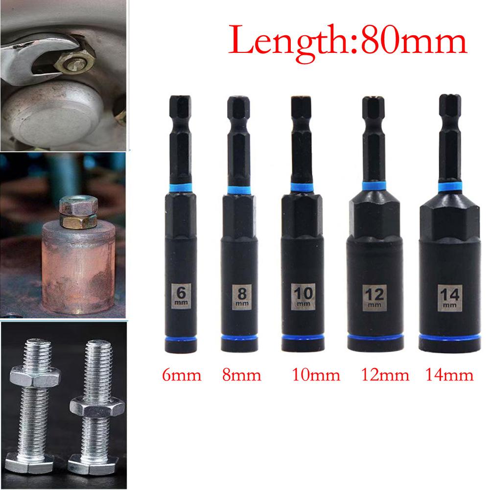 80mm Hex Socket Nut Driver Drill Bit Adapter 1/3/5pcs Socket Wrench Extension Sleeve 6/8/10/12/14mm Tools Socket Adapter
