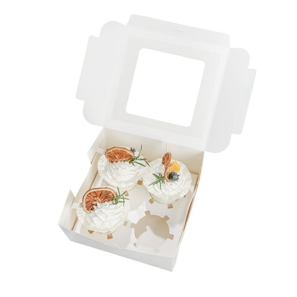 10Pcs 1/2/4/6 Holes Cupcake Boxes Transparent Window Pastry Cases New Cake Box for Birthday Wedding