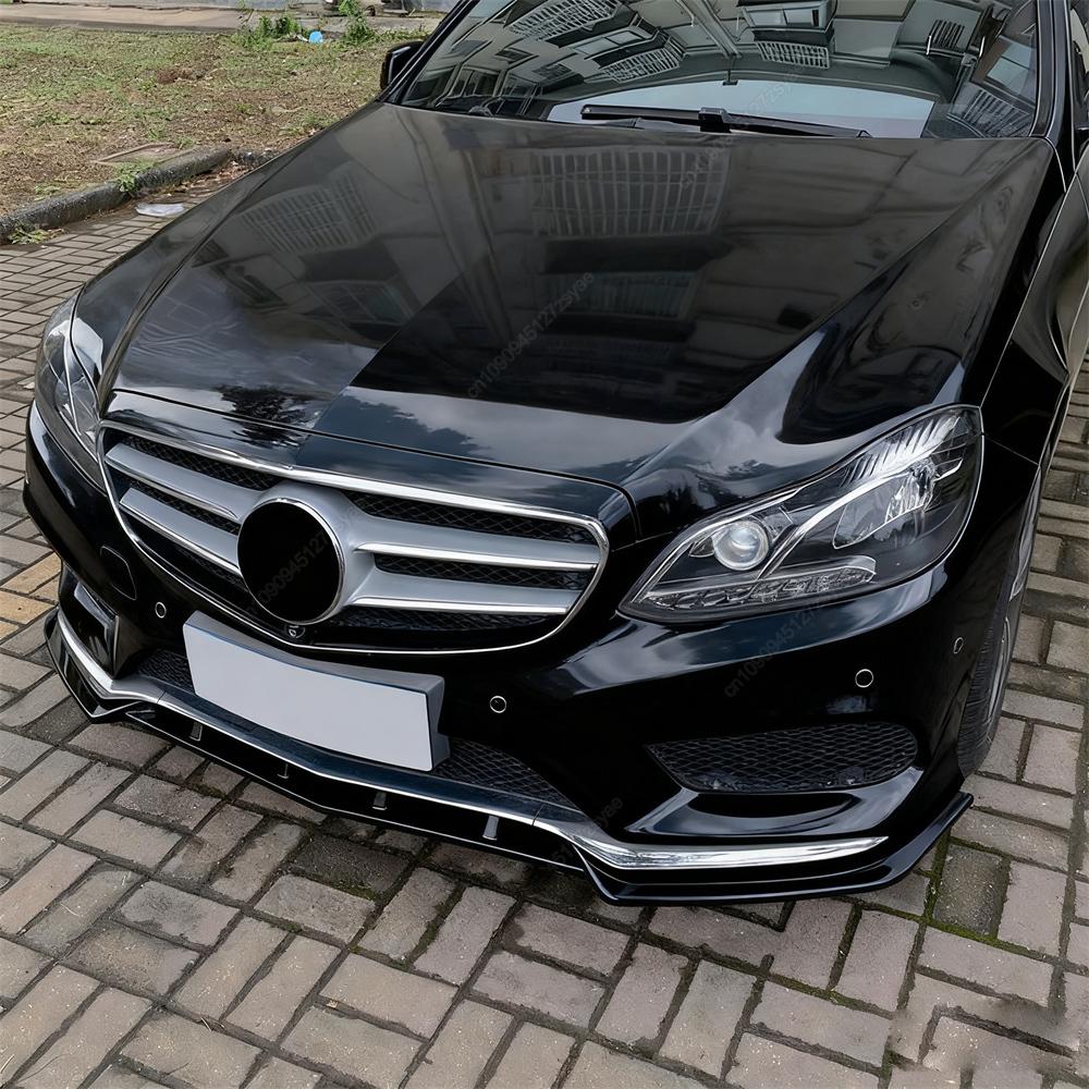 Maxton Style Front Bumper Lip Spoiler Splitter For Mercedes W212 E Class E43 C500 E400 E350 E300 AMG Line 2013-2015 LCI Tuning
