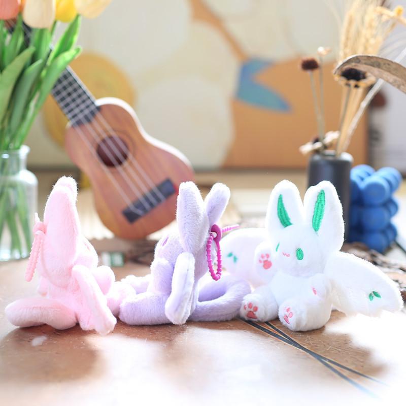 Adorable Pink Bat Bunny Plush Toy Cute Rabbit Stuffed Animal With Soft Fur