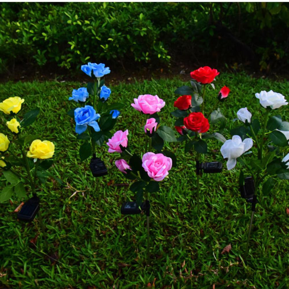 5-Pack Solar Rose Lights, Realistic LED Flowers, Waterproof Outdoor Solar Garden Lights for Yard Patio Lawn Decor