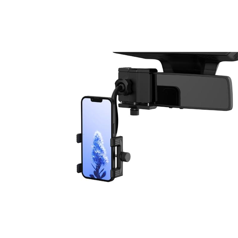 Auto Clamping Phone Holder for Car Rearview Mirror Antislip Silicone Universal Mount with 360 Rotation