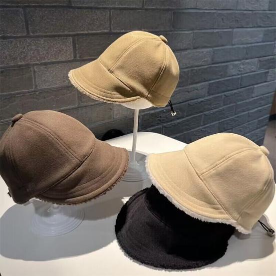 Baseball Hat Solid Color Velvet Lining Adjustable Women Hat Ear Protection Design Outdoor Winter Hat