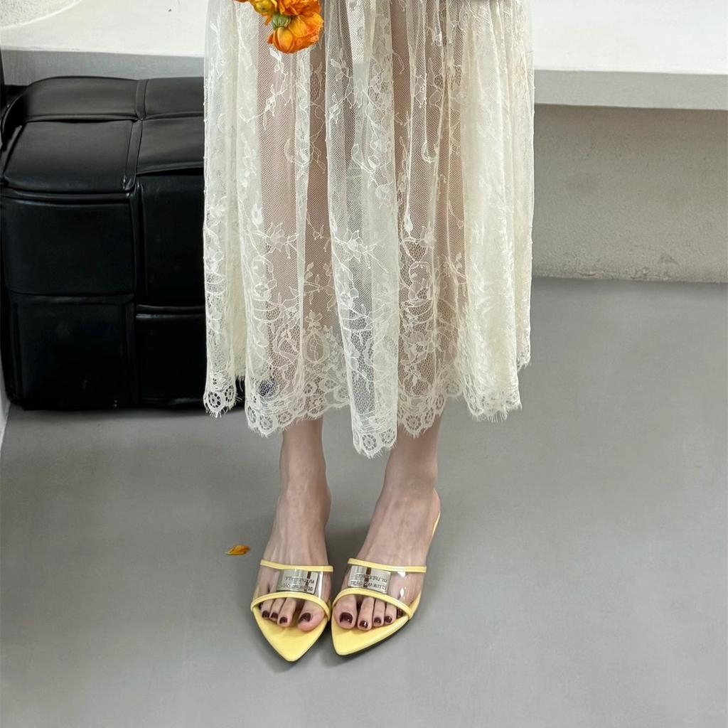 Fashion Female Shoes Slippers Flat Slides Pointed Toe On A Wedge Low Rivet 2025 Summer Flat Shoes Female Womens Slippers Outdoor Pantofl