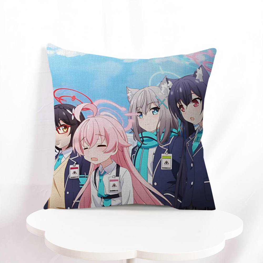 B-blue Archive Anime Throw Pillow Cover 45x45cm Soft Cozy Cotton Outdoor Decorative Pillowcase Covers With Zipper For Couch