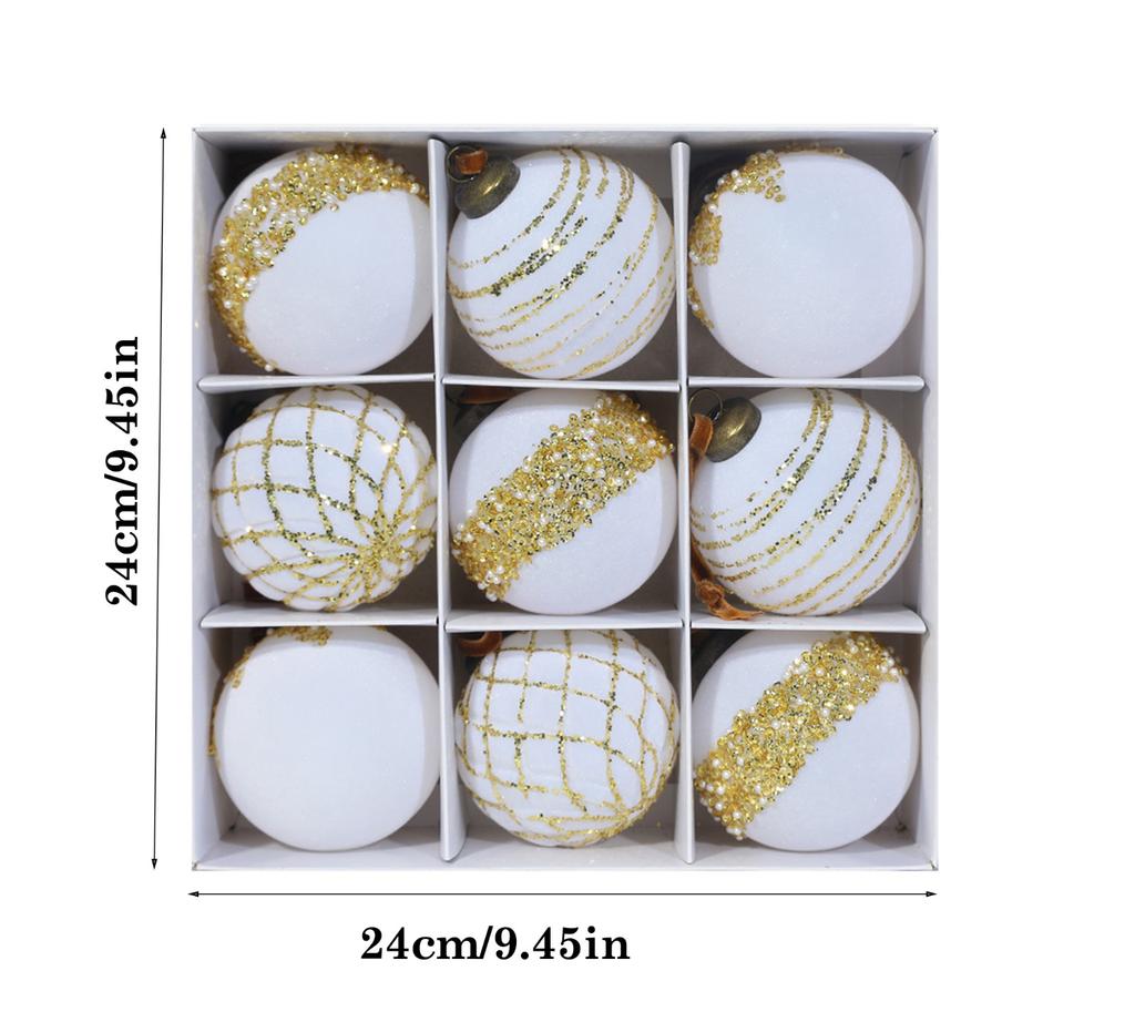 9pcs Christmas Ball Decoration For Xmas Tree Bauble Ball Shiny Hanging Ornament For New Year Christmas Party Home Decoration