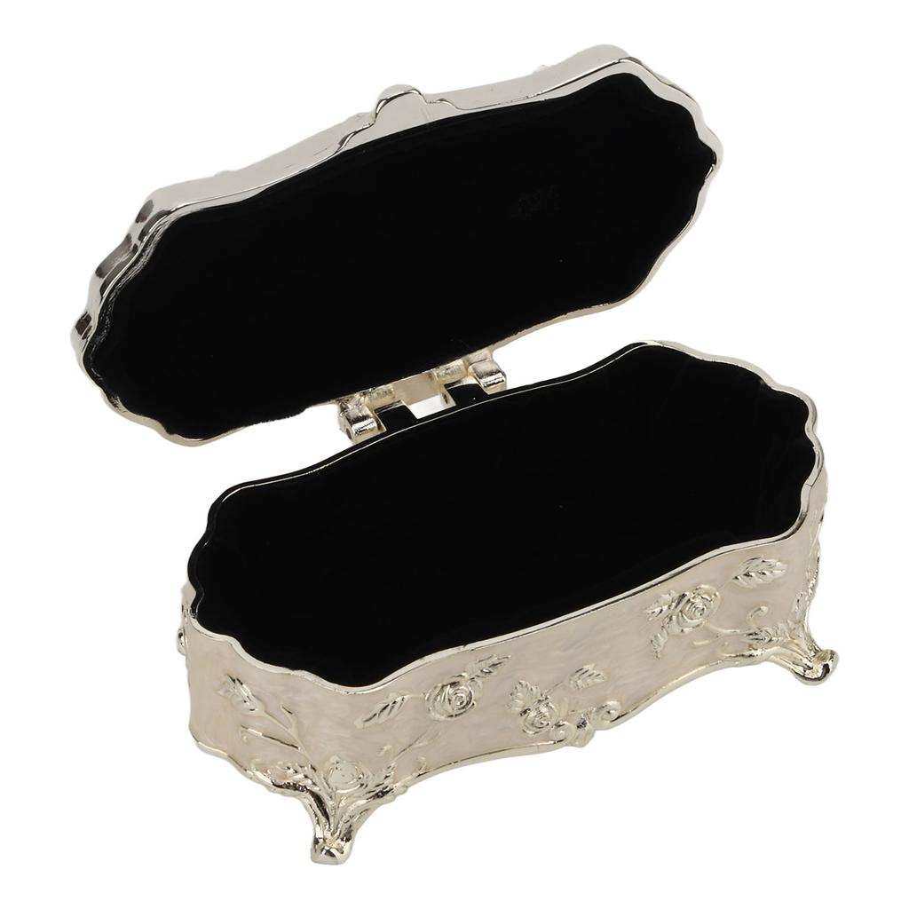 Vintage Schmuckschatulle Klein Weiß Vintage Zinklegierung Emaille Schmuckorganizer Metall Schmuckkästchen