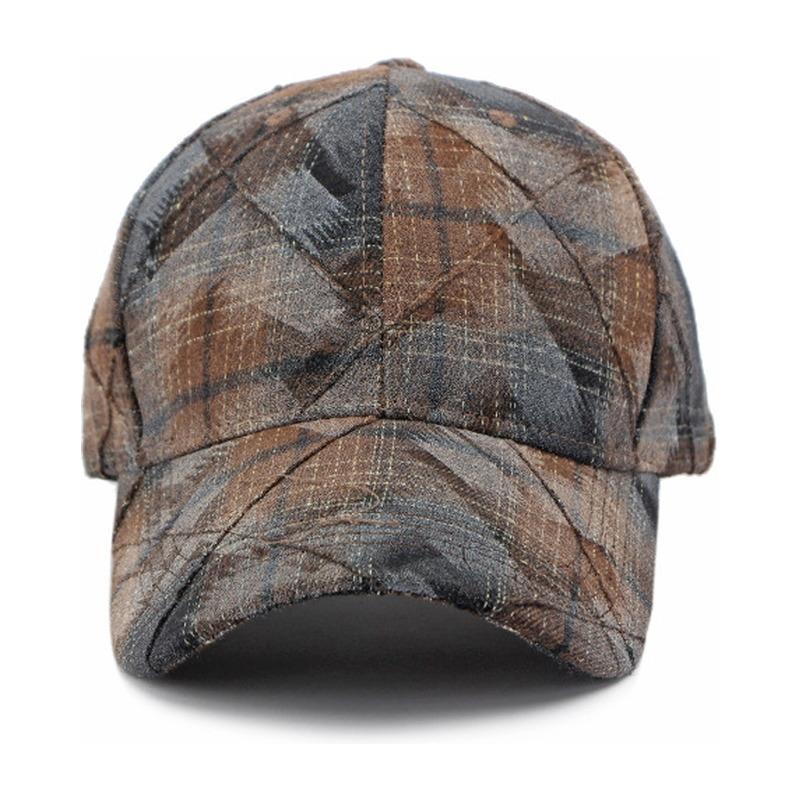 Gewaschene karierte Baseballkappe für Damen, Vintage, strukturiert, Dad Hat, für draußen