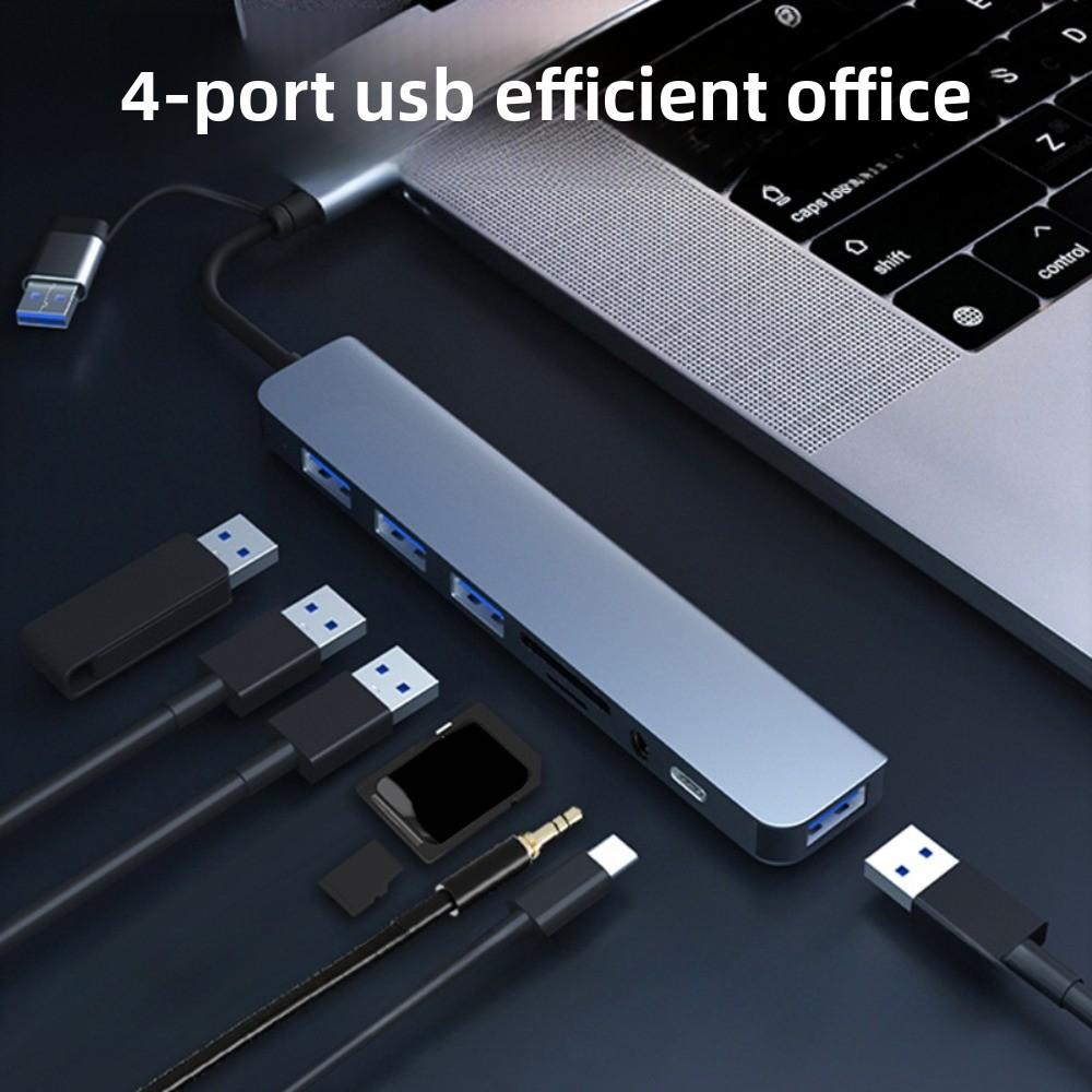 8 in 1 USB C Hub with TF SD Card Reader PD Port for Laptop Type C Dock