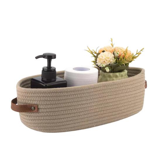 Small Storage Basket with Handle Small Woven Basket Pets Decorative Shelf Organizer Home Office Mini