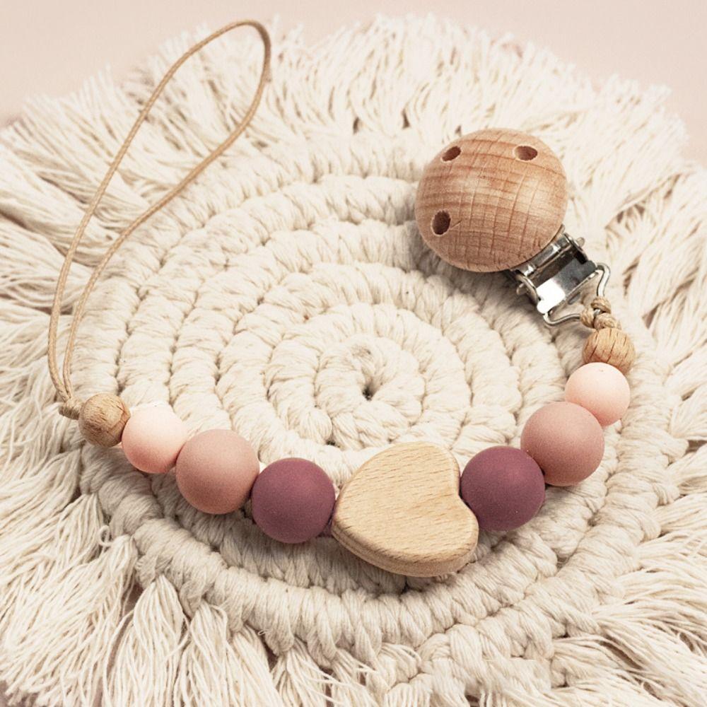 High Quality Silicone Baby Pacifier Clips Anti-drop Wooden Soother Clip Chain Gift Lightweight Teether Teething Toy Newborn
