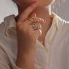 European & American Titanium Steel Heart Hollow Double-Headed Versatile Open Ring, 18K Gold Plated