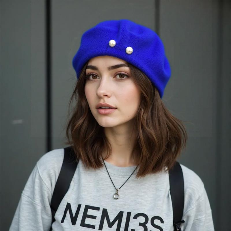 56cm Malířská čepice Lehký Perlový Baret Retro Kšiltovka Vintage Tenká Vintage Vlna Francouzská Dámská Podzimní