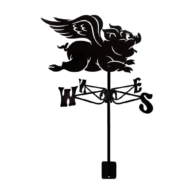 Metal Weather Vane Rustproof Wind Direction Light for Outdoor Garden Decoration Ornament Farmhouse Accessories