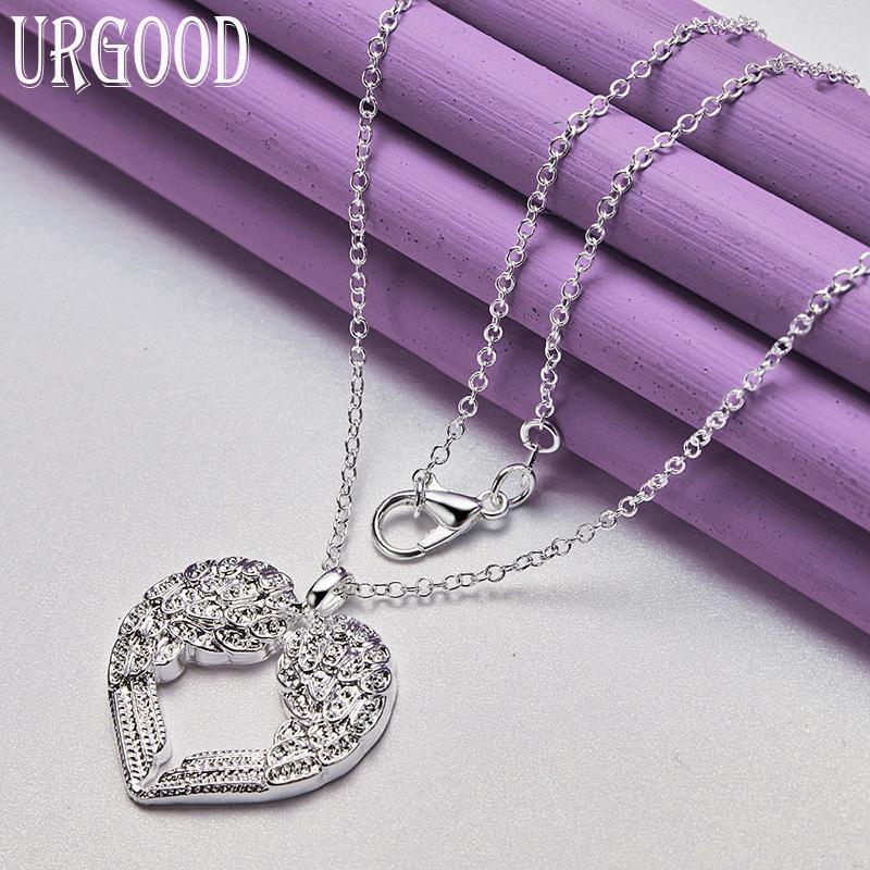 Colier cu pandantiv cu inimă, argint 925, bijuterii de modă