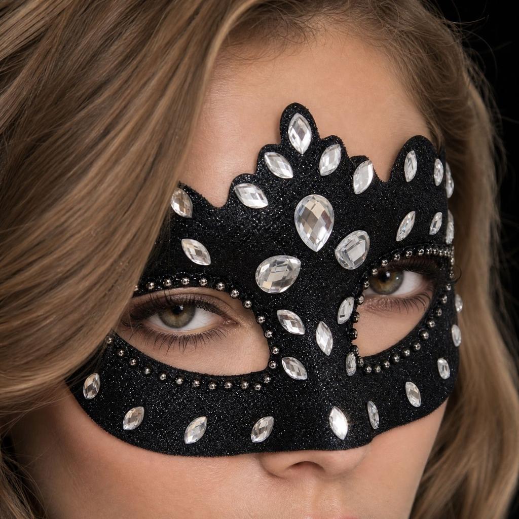 Women's Glitter Masquerade Half Face with Embellishment for Party,