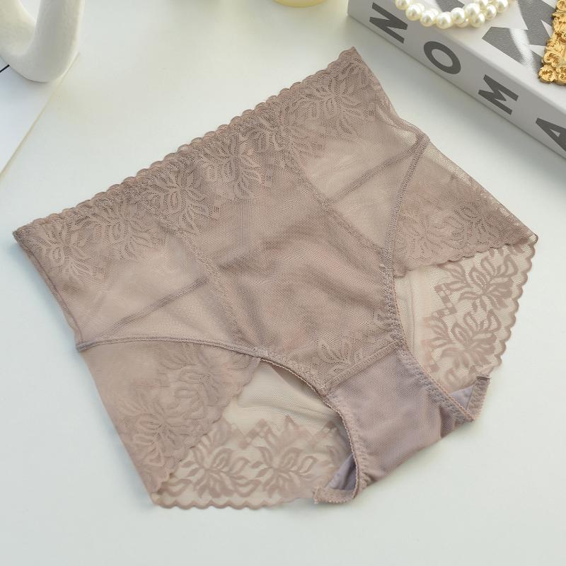High waist lace panties women's belly and hips thin breathable briefs head sexy lace