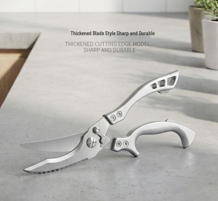 Strong Stainless Steel Kitchen Shears: Durable, Multi-functional, Sharp, for Chicken Bones, Vegetables, and Barbecue.