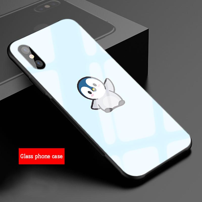 

penguin Tempered Glass Phone Case For iphone 12 11 Pro Max 5 6 7 8 PLUS X XS XR XSMax Shell 12Pro Cover Shell iphone12 Pro Max